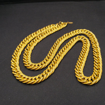 Miriam Haskell Gold Plated Chain Necklace, Large Links, 57 Inches, 1950s Vintage Jewelry