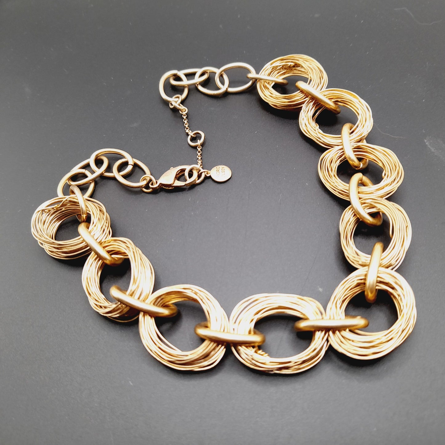 Vintage SIGRID OLSEN Wire Wrapped 19 Inch Wide Gold Tone Necklace