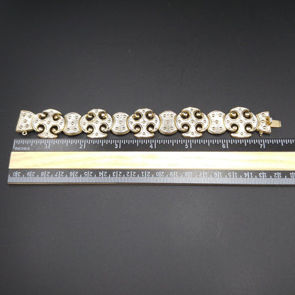 Vintage CINER Maltese Cross Bracelet, 22K Gold Plated, Silver Gold Tone