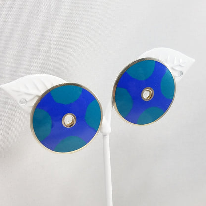 Laurel Burch "Medina" Disk Earrings, Modern Design, Gold Filled Posts, 1990s