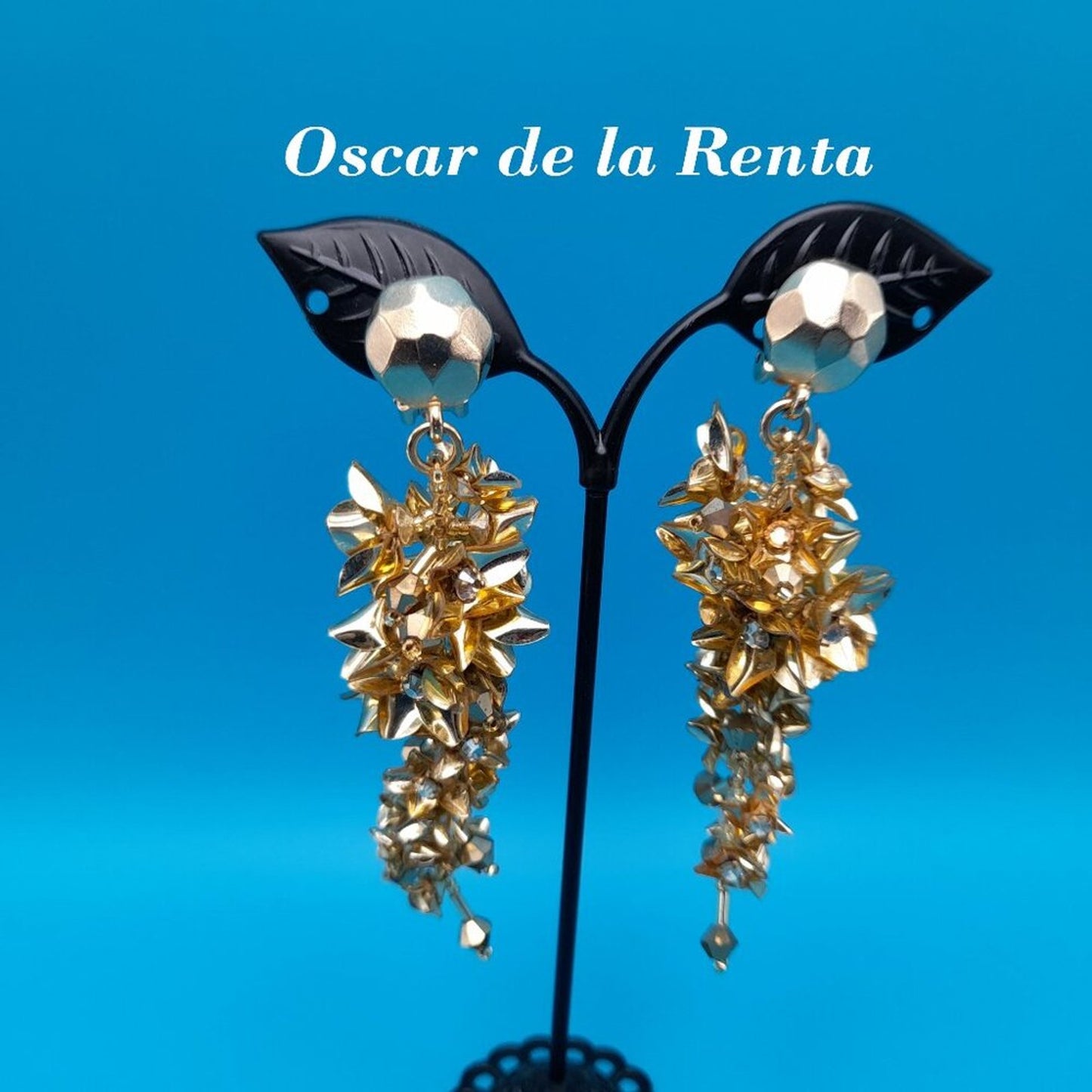 Oscar de la Renta Flower Vine Clip-On Earrings