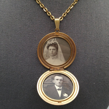 Danecraft Gold Filled Photo Locket Necklace, 12K GF, Early 1950s Vintage Jewelry