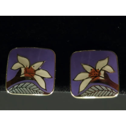 Laurel Burch "Wild Lily" Clip Earrings, Gold Plated, 1980s Vintage Earrings