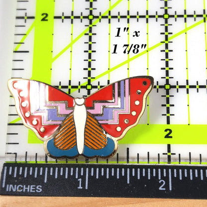 Laurel Burch Butterfly "Papillon" Brooch, Gold Plated Cloisonne Enamel, 1980s Vintage Jewelry