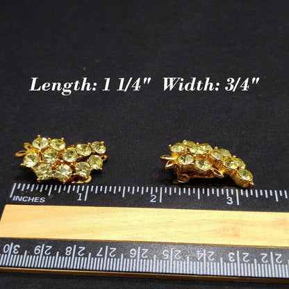 Weiss Light Jonquil Rhinestone Earrings, Gold Plated, Ear Climber, 1960s Vintage Jewelry