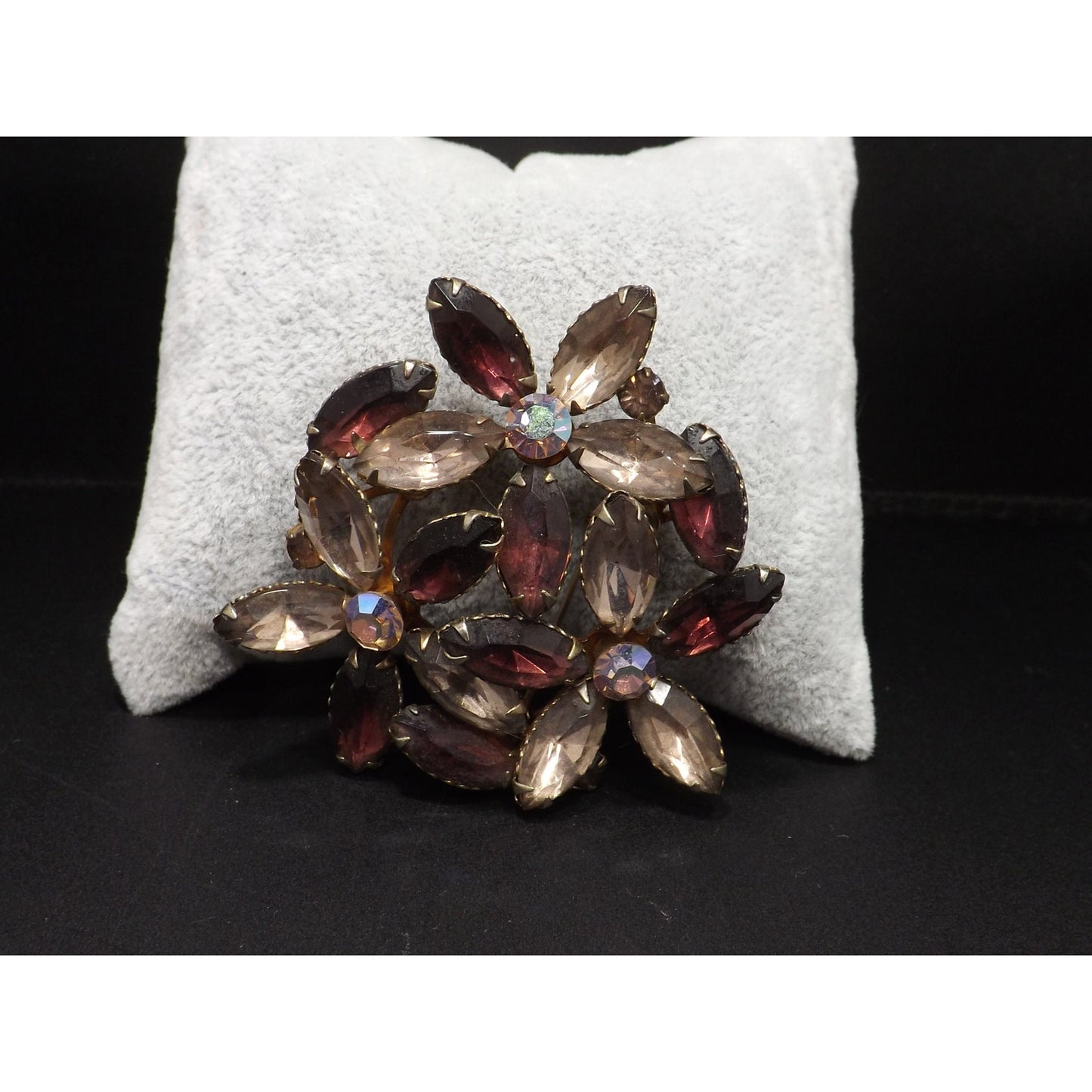 Floral Purple Lilac Floral Brooch, Riveted Construction, 1950s Vintage Jewelry