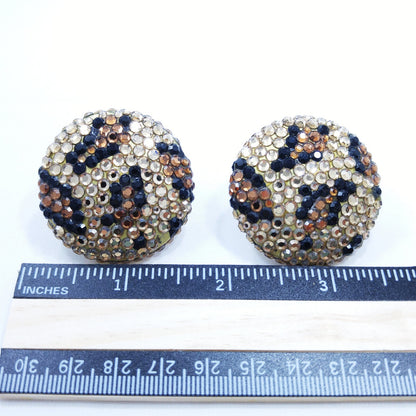 Vintage Richard Kerr 1980s Statement Earrings – Swarovski Crystal Animal Print