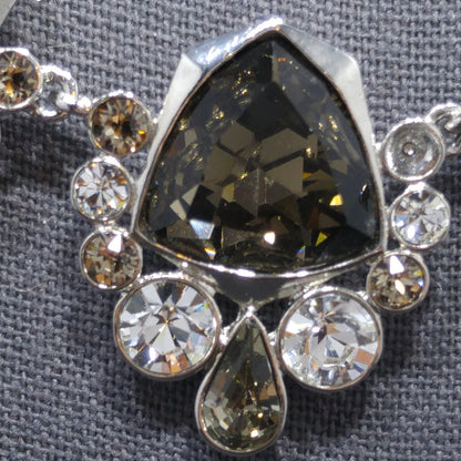 Givenchy Smoky Rhinestone Choker Necklace – 1990s Vintage Jewelry, Rhodium Plated Adjustable Length 16–19 Inches