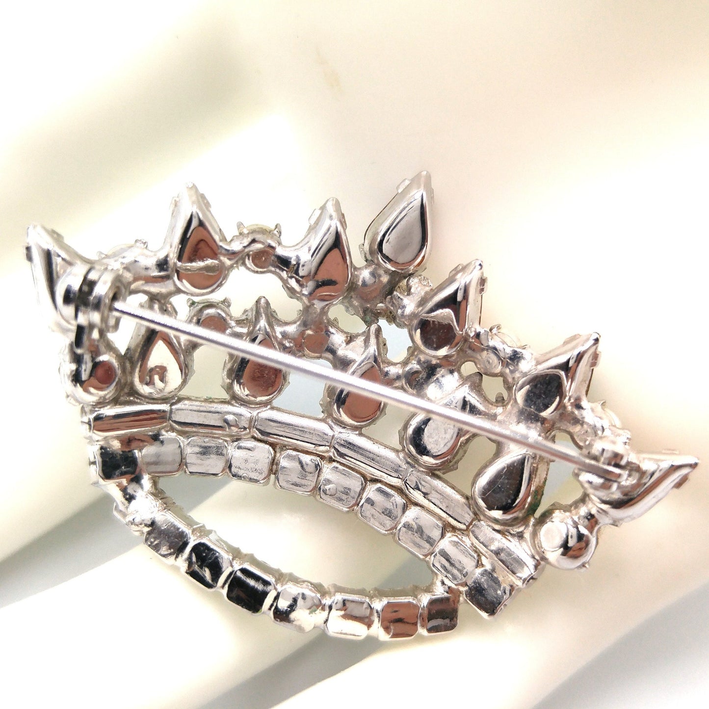 Unsigned B. David Rhinestone Crown Brooch, Mother's Crown, 1960s Vintage Jewelry