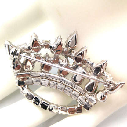 Unsigned B. David Rhinestone Crown Brooch, Mother's Crown, 1960s Vintage Jewelry