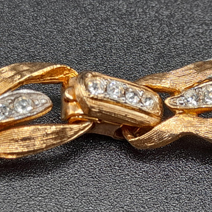Vintage Clear Rhinestone Gold Tone Necklace Earrings Set, 1960s Vintage Jewelry