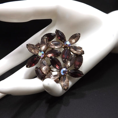 Floral Purple Lilac Floral Brooch, Riveted Construction, 1950s Vintage Jewelry