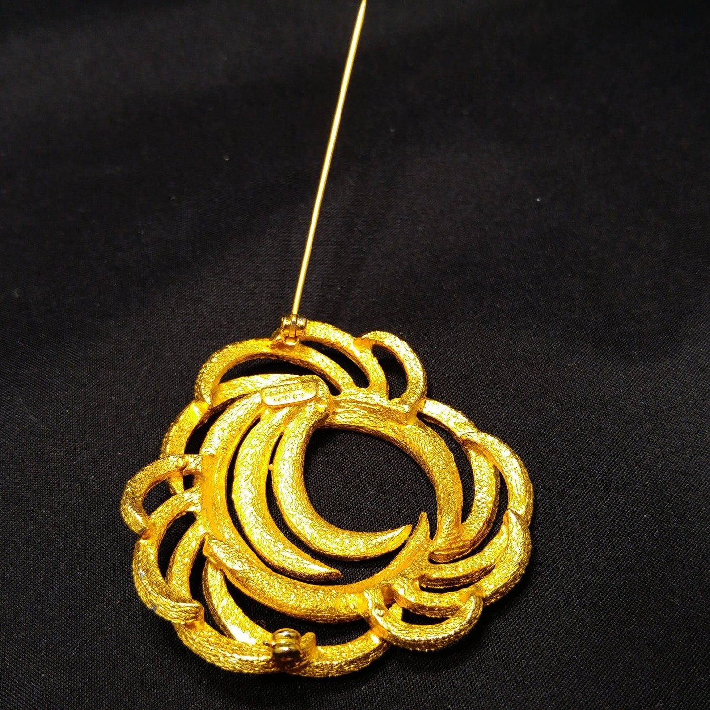 Eisenberg Ice Gold Plated Rhinestone Brooch, 1970s Vintage Jewelry