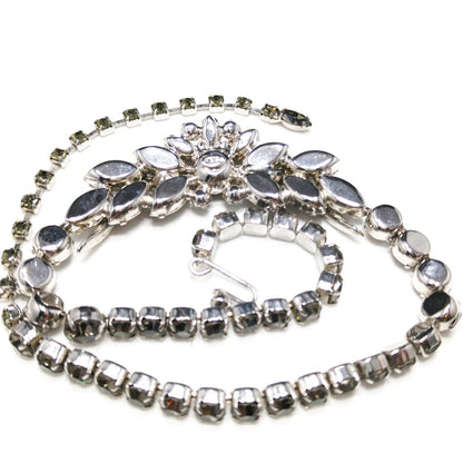 Vintage Weiss Black Diamond Rhinestone Necklace, Rhodium Plated, 1960s
