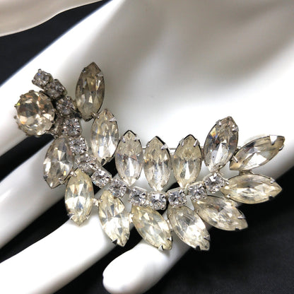 Weiss Clear Floral Spray Brooch, Wedding Jewelry, 1960s Vintage Jewelry
