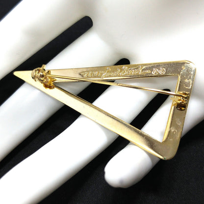 Vintage Laurel Burch "Zemi" Geometric Brooch, Triangle, Gold Plated, 1980s