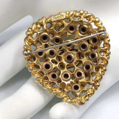 Barclay Clear Rhinestone Brooch, Gold Plated, "Jewels of India", 1950s Vintage Jewelry