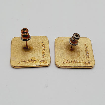 Laurel Burch “Mystery” Earrings – Vintage Enamel Geometric Post Earrings, Signed