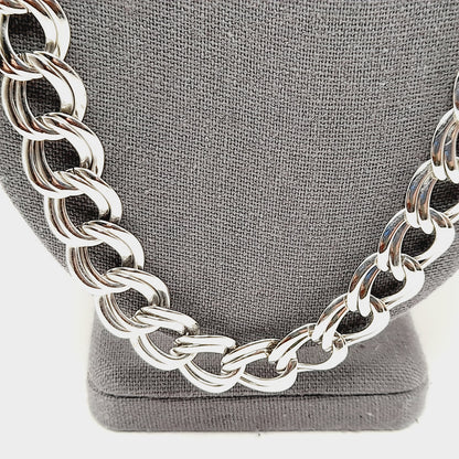 Vintage Monet Rhodium Plated Chunky Silver Tone Chain Necklace, 26 Inches