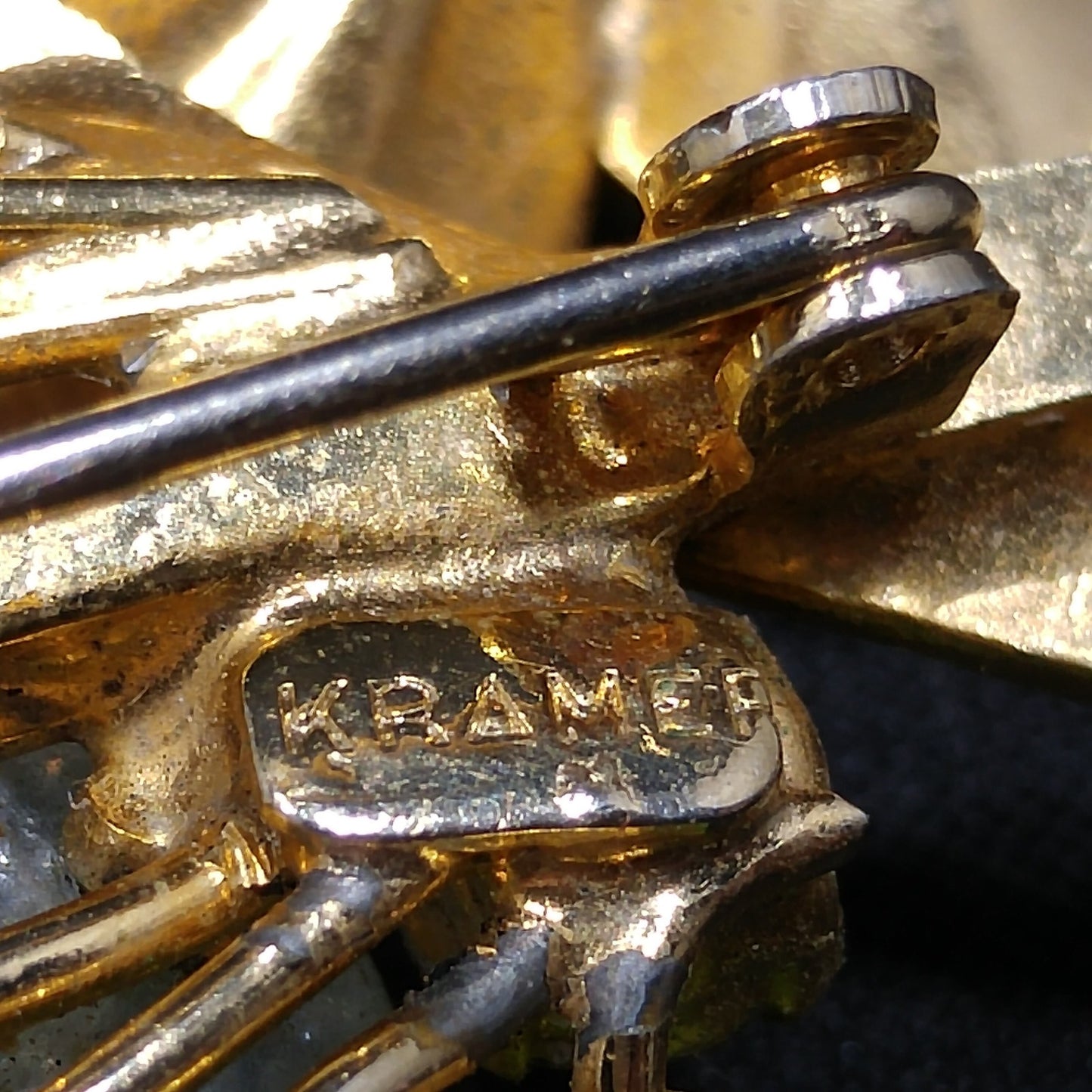 Kramer Made in Austria Floral Brooch, Rhinestones & Enamel Pastels 1950s Vintage