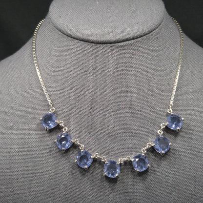 Swarovski Swan Logo Necklace, Blue Lavender Crystals, Art Deco Style Vintage