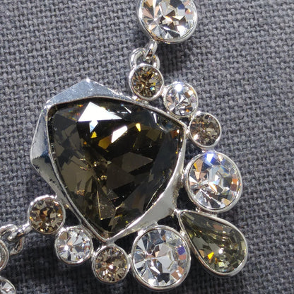 Givenchy Smoky Rhinestone Choker Necklace – 1990s Vintage Jewelry, Rhodium Plated Adjustable Length 16–19 Inches