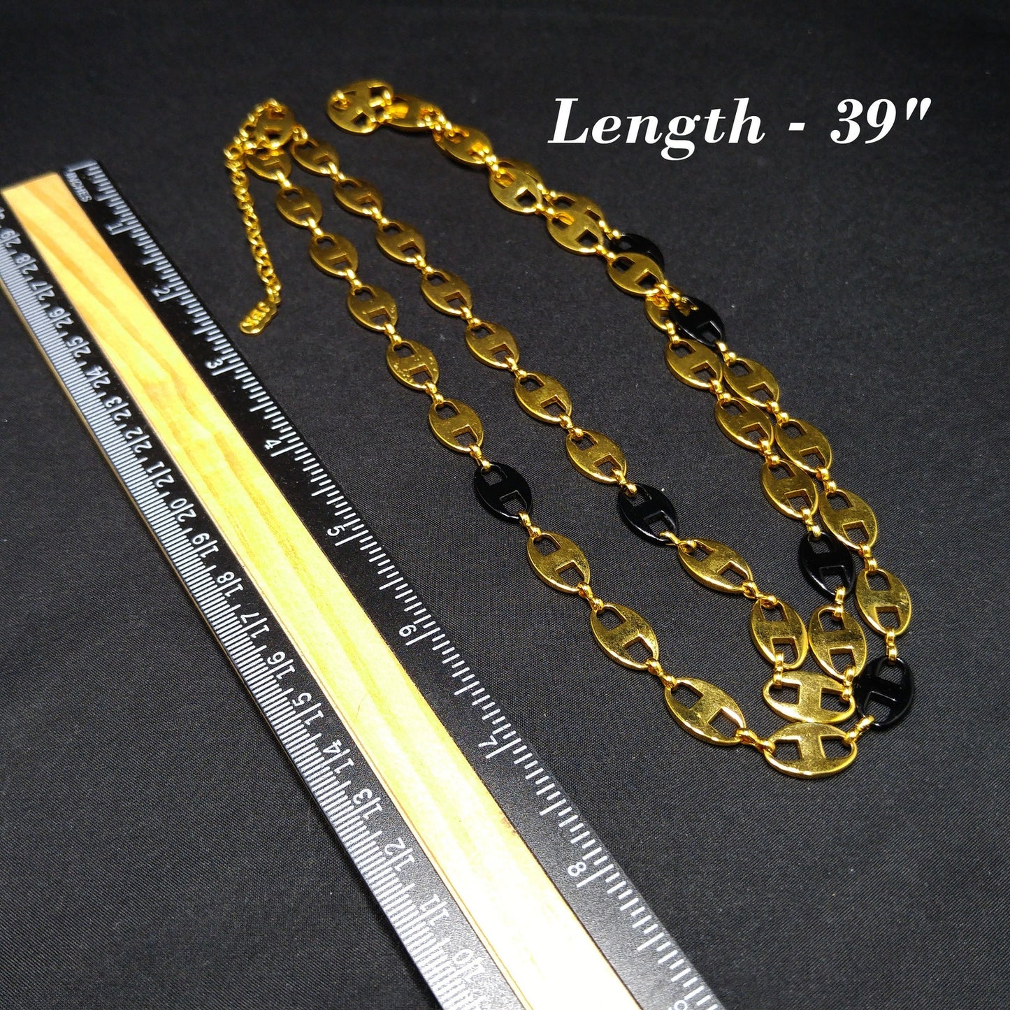 Jackie Kennedy Replica Necklace – Camrose & Kross JBK Gold Black Enamel Links, 1990s