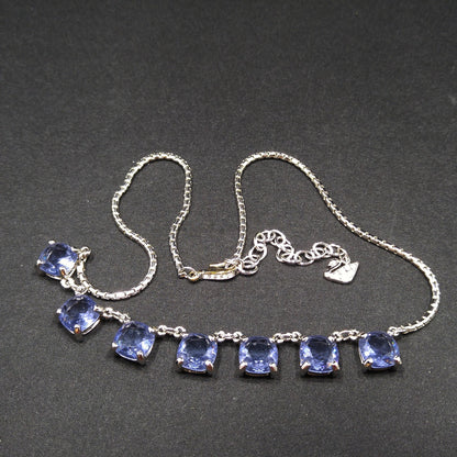 Swarovski Swan Logo Necklace, Blue Lavender Crystals, Art Deco Style Vintage
