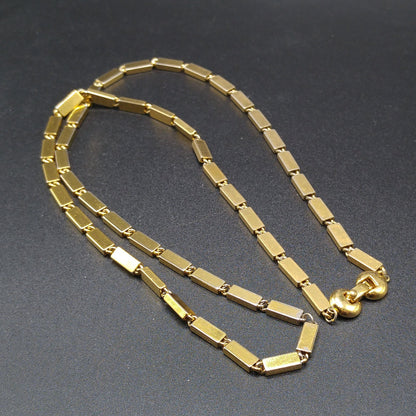 Monet Long Link Necklace, Gold Plated, 1970s Vintage Jewelry