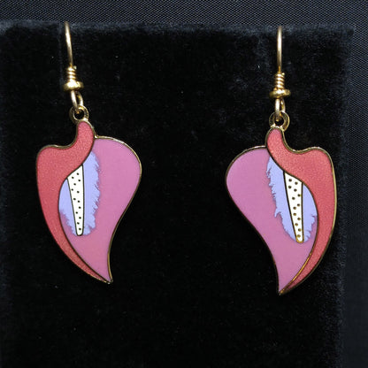 Vintage Laurel Burch "Calla Lily" Earrings, Pink Enamel, Gold Plated