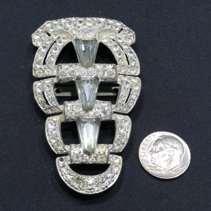 Vintage Clear Rhinestone Ladies Belt Buckle, Pot Metal, 1930s Vintage Accessories