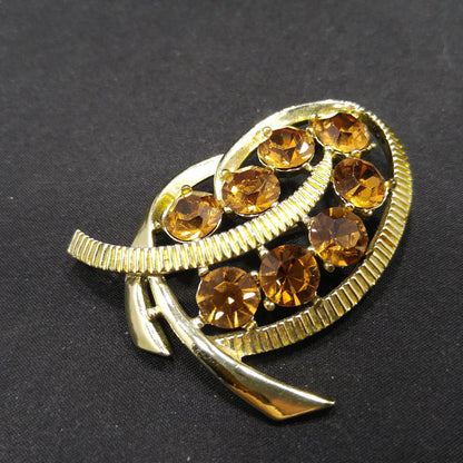 Kramer Topaz Crystal Rhinestone Brooch, Mid-Century Modern, 1950s Vintage Jewelry