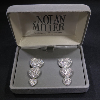 Nolan Miller Rhinestone Heart Drop Earrings, Glamour Collection, Vintage 1990s Clip-On Jewelry