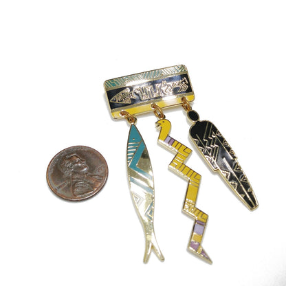 Laurel Burch "Artifacts" Brooch, Fish Snake Man, Gold Plated, 1980s Vintage Jewelry