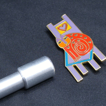 Laurel Burch "Cat On Chair" Brooch, Gold Plated, 1980s Vintage Jewelry