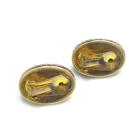 Vintage Carnegie Purple Silver Foil Glass Clip Earrings, Domed Glass, 1950s