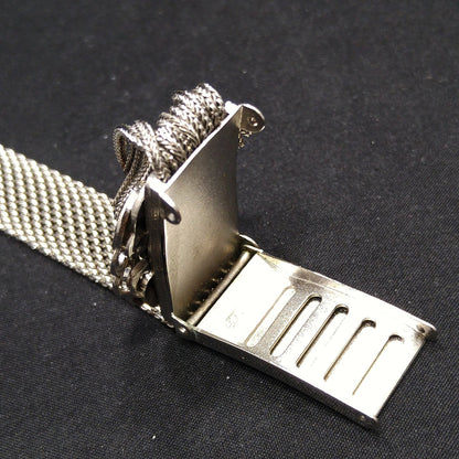 Whiting & Davis Co. Mesh Glitter Glass Bracelet, Adjustable Slide Clasp, 1950s Vintage Jewelry