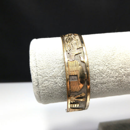 Floyd & Lloyd Becenti Navajo Cuff Bracelet, Gold Filled Sterling, 1990s Vintage Jewelry