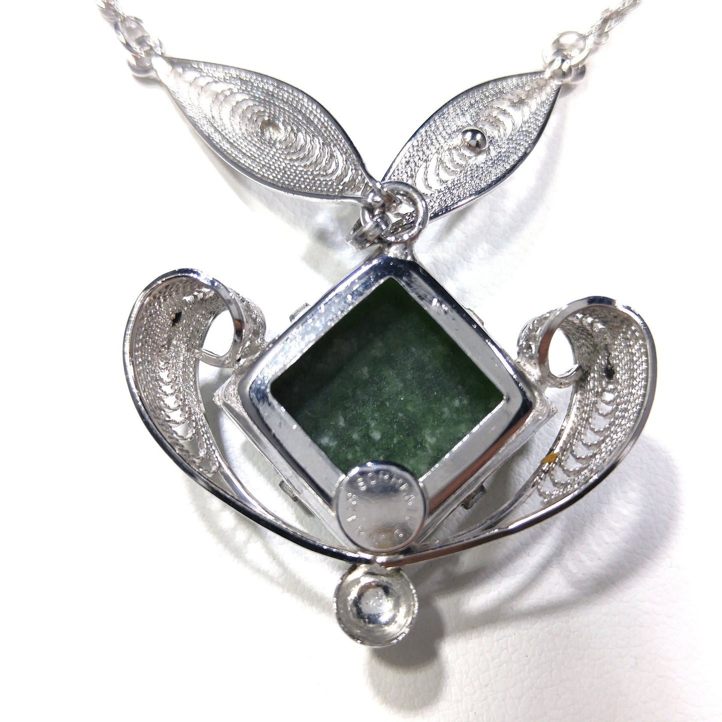 Sorrento Sterling Green Gemstone Necklace Screw Back Earrings Set,