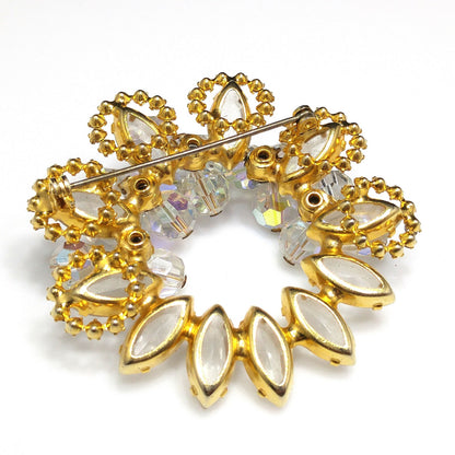 Vintage Juliana Clear Beaded Brooch, D & E Reference #7518, Gold Plated, 1960s
