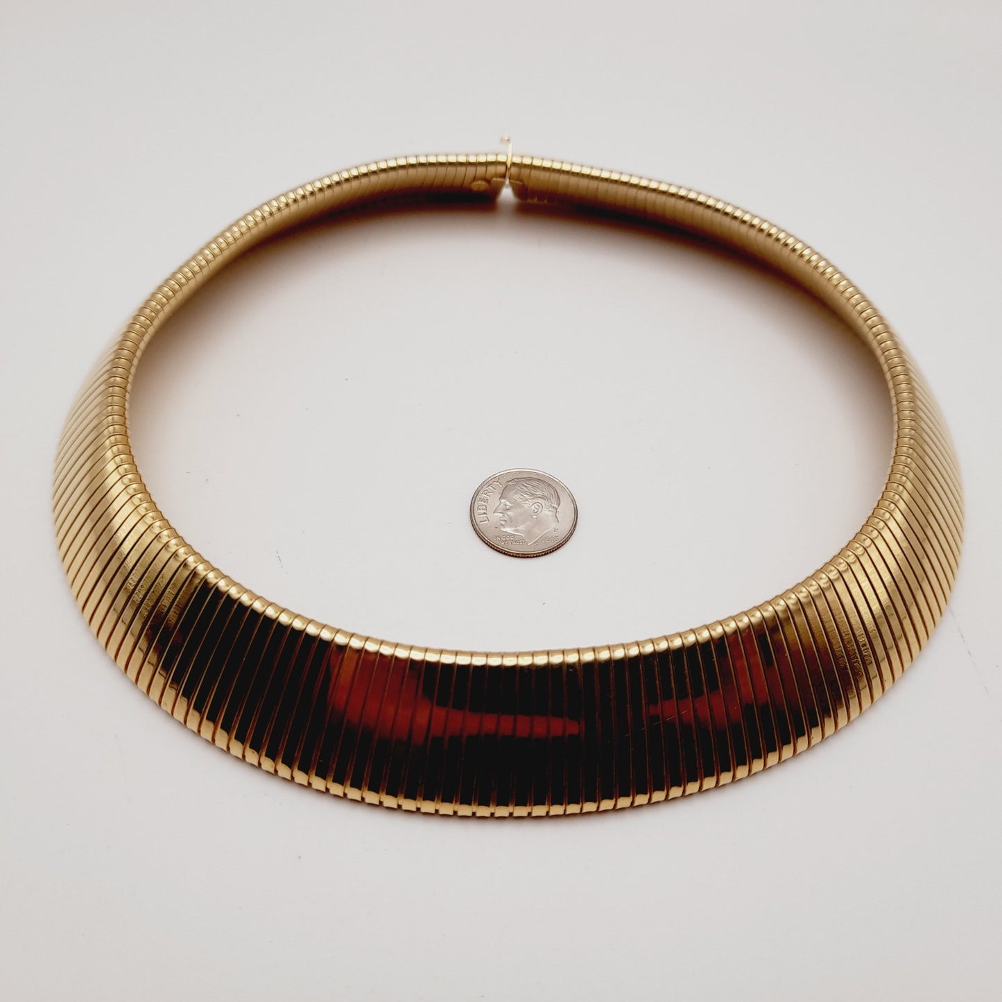 Kenneth Lane Gold Plated Wide Ribbed Choker Necklace