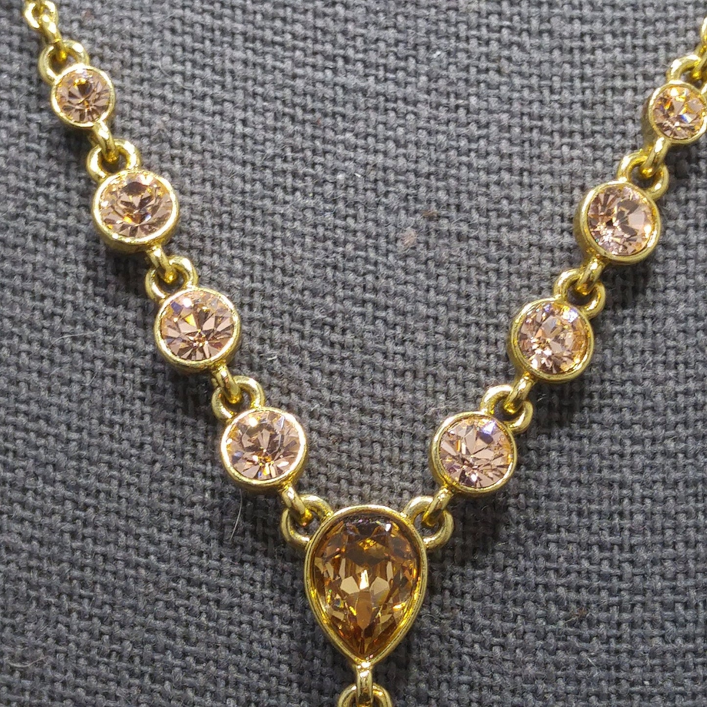 Givenchy Topaz Rhinestone Drop Necklace, Gold Plated, 1990s Vintage Jewelry