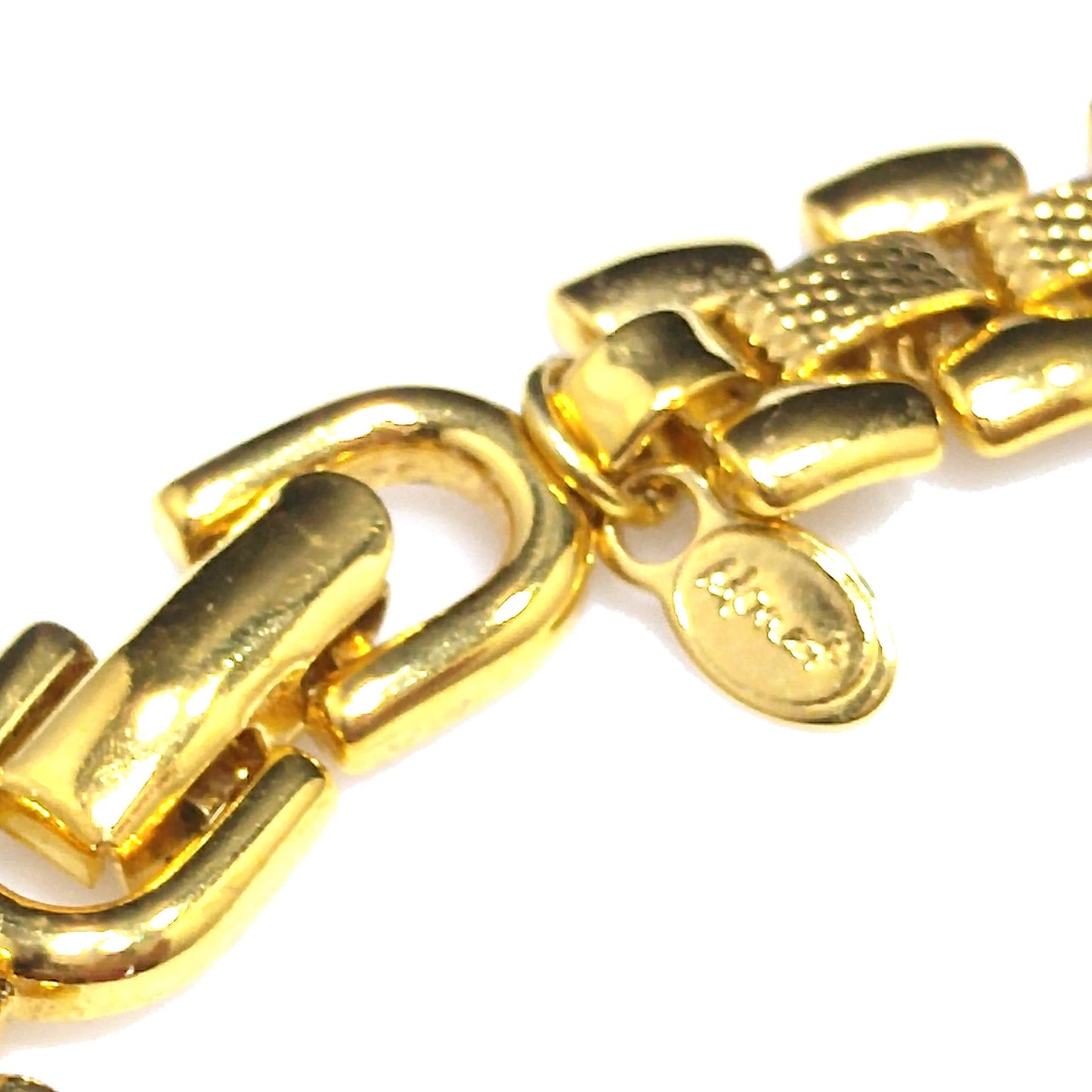 Vintage Monet Interlocking Chain Choker Necklace, Gold Plated, 1970s Vintage