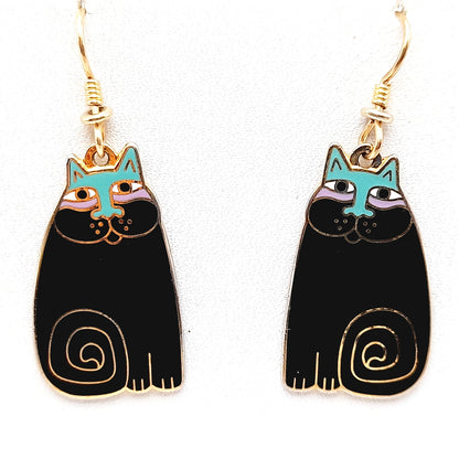 Vintage Laurel Burch Olivia Black Cat Earrings