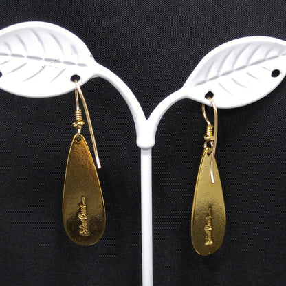 Vintage Laurel Burch Geometric Design Earrings, Gold Plated, 1980s Jewelry