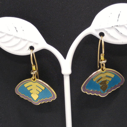 Vintage Laurel Burch Teal Enamel Earrings, Gold Plated