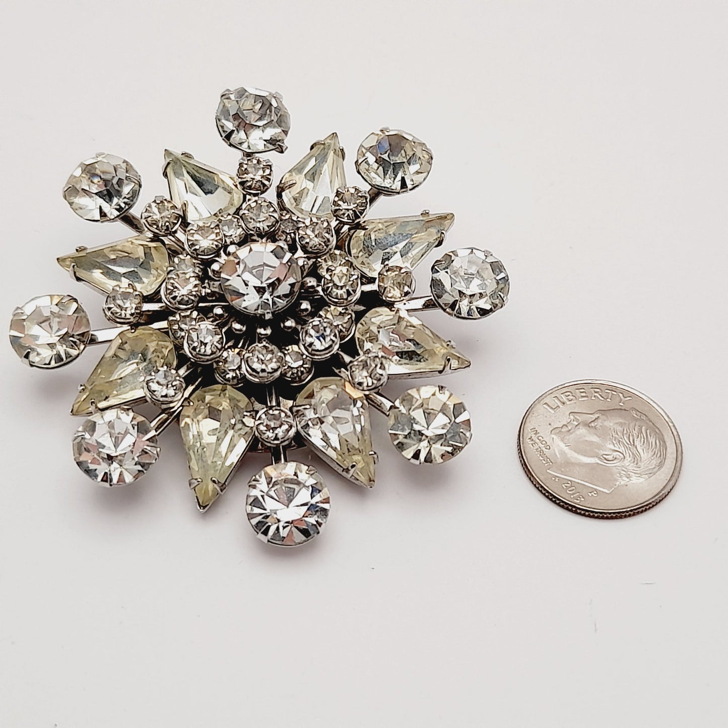 Vintage 1950s Unsigned Wedding Brooch, Riveted Three Dimensional Flower Pin