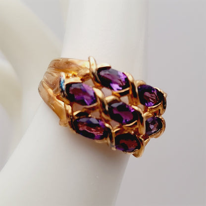 Vintage PAJ Amethyst Gemstones Size 7 1990s Ring