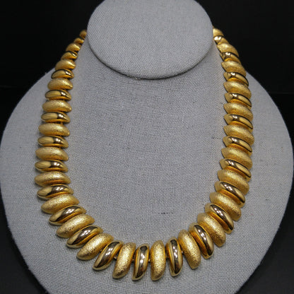Vintage Smooth Textured Choker Necklace, Gold Plated, 1980s Vintage Jewelry