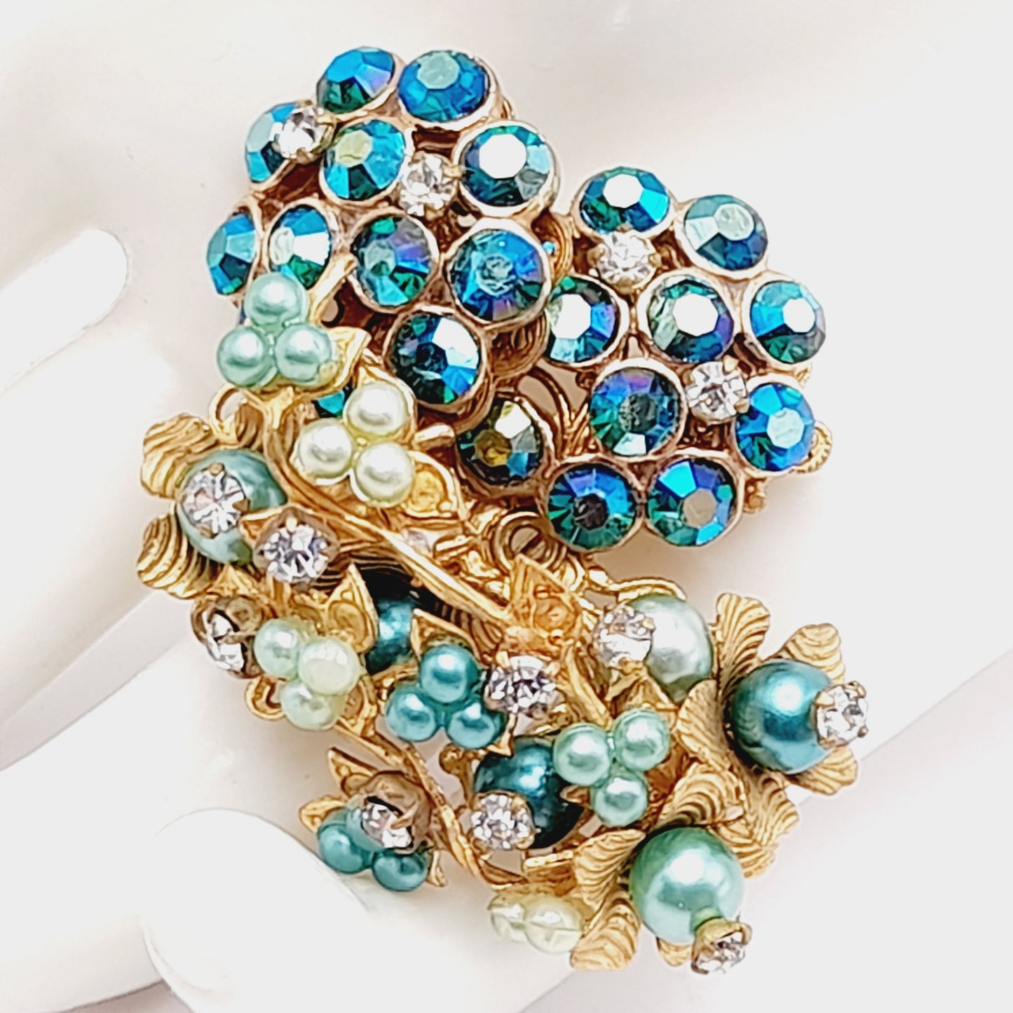 Vintage Miriam Haskell Robert Style 1940s 1950s Floral Rhinestone Brooch
